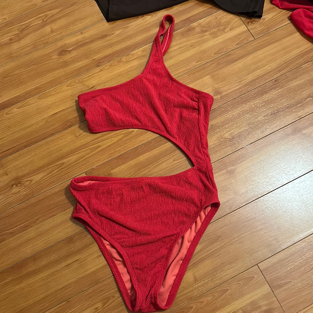 Red one peice bathing suit